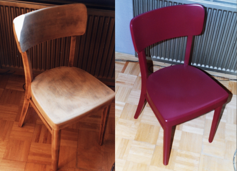 Stuhl Lackierung — Vorher und Nachher